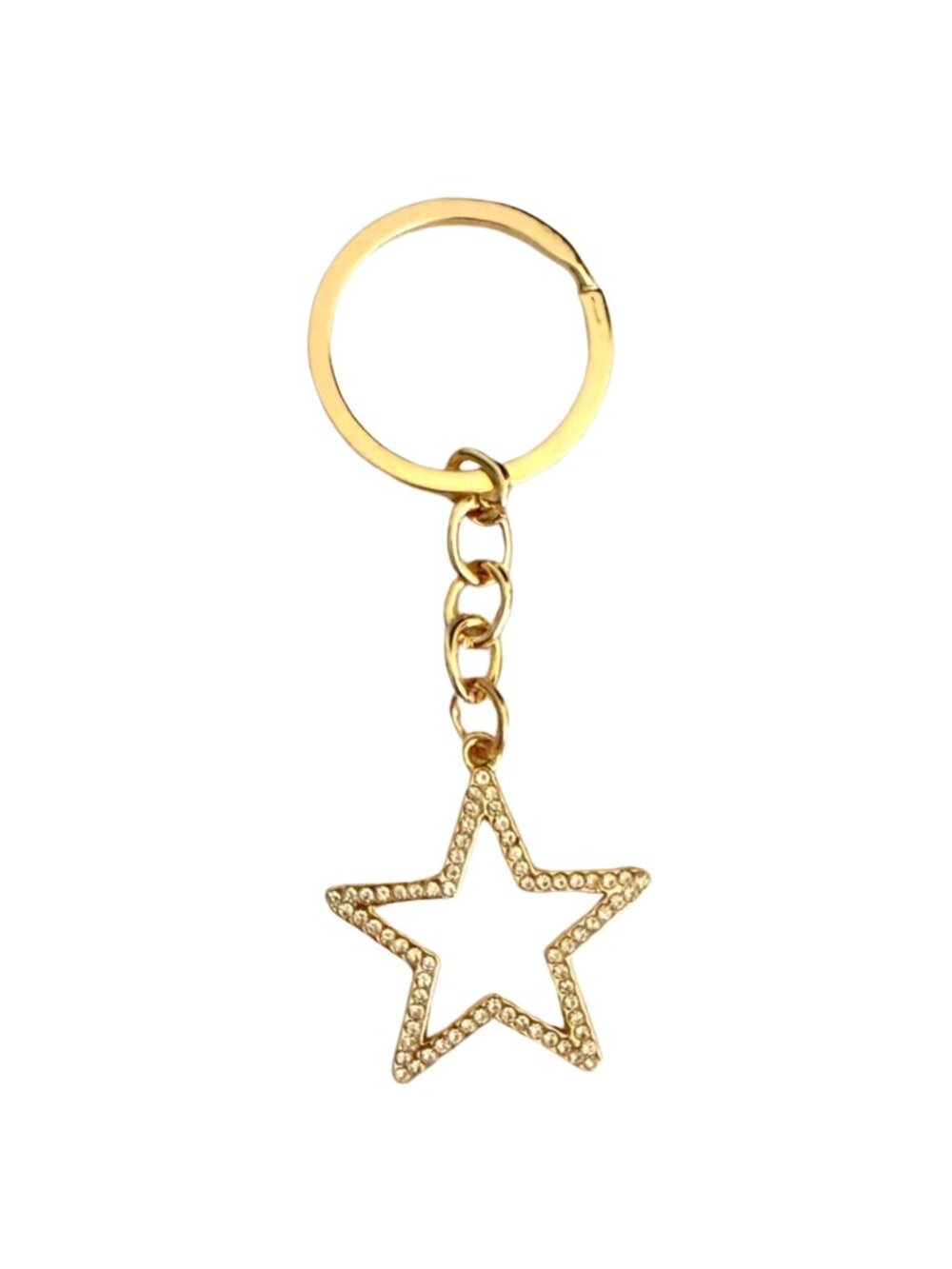 Gold Tone Rhinestone Star Keychain Celestial Charm Performer Gift